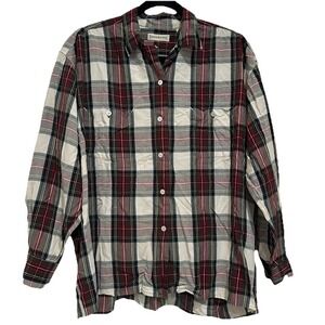 Banana Republic Womens Vintage Button-Up Plaid Top Size L Wool Blend Holiday